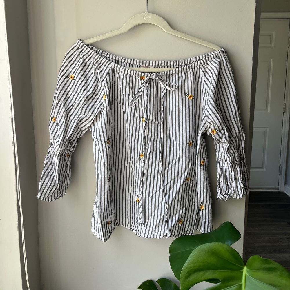 Off The Shoulder Linen Blouse